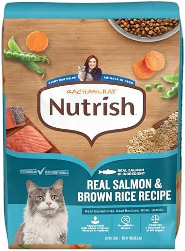nutrish dry cat food salmon brown rice recipe 14 lb bag rachael ray